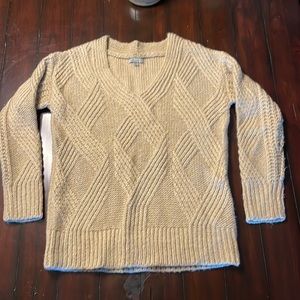 Beautiful tan women’s size small cable, stitch sweater